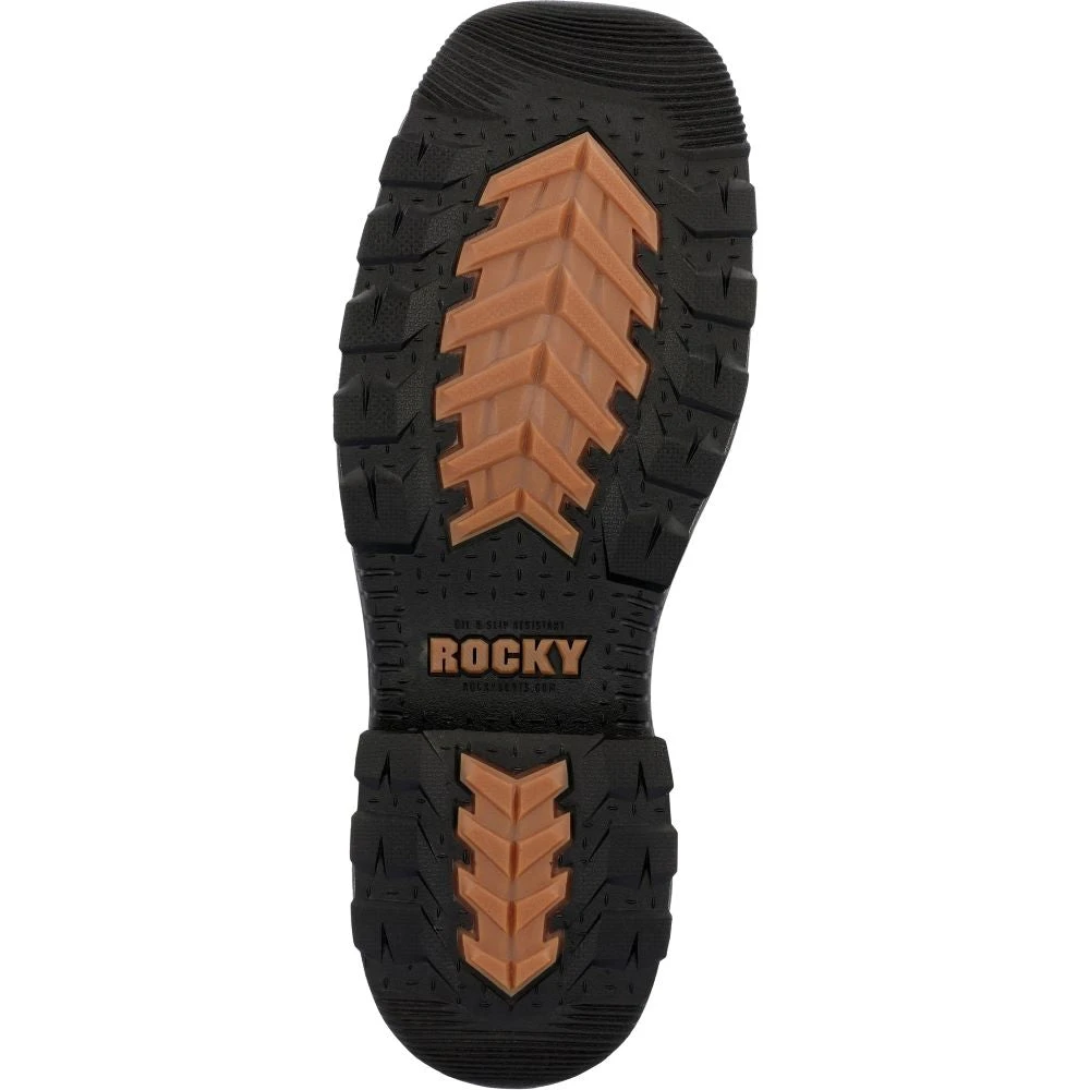 'Rocky' Men's 11" Ram's Horn EH Western Square Toe - Western Dark Brown - Image 3