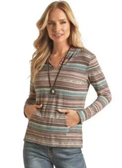 'Rock & Roll' Women's Conversation Hoody - Brown