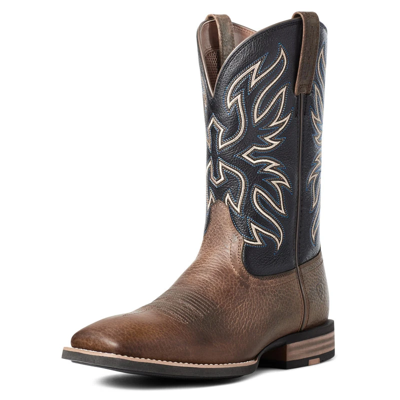 'Ariat' Men's 11" Everlite Vapor Western Square Toe - Ranch Brown / Black Deertan - Image 5