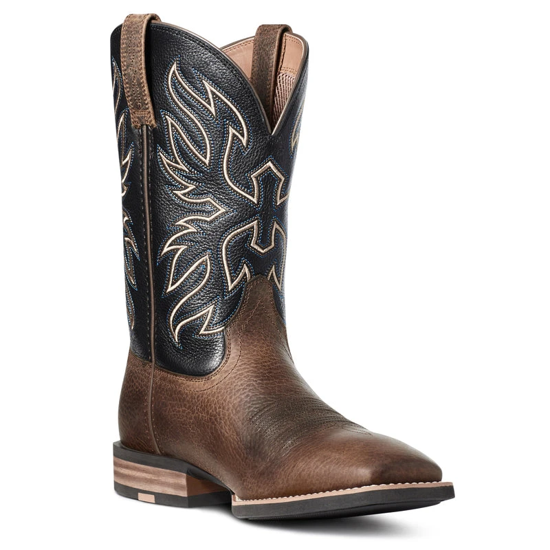 'Ariat' Men's 11" Everlite Vapor Western Square Toe - Ranch Brown / Black Deertan - Image 4