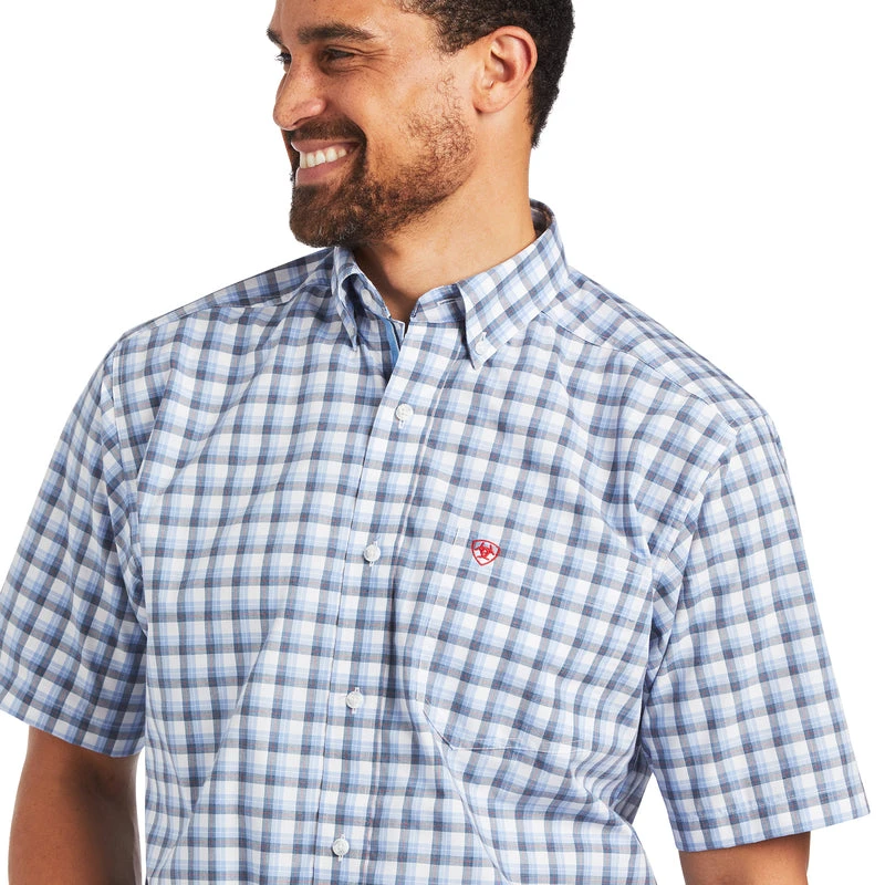 'Ariat' Men's Pro™ Fred Classic Fit Button Down - White / Blue - Image 3