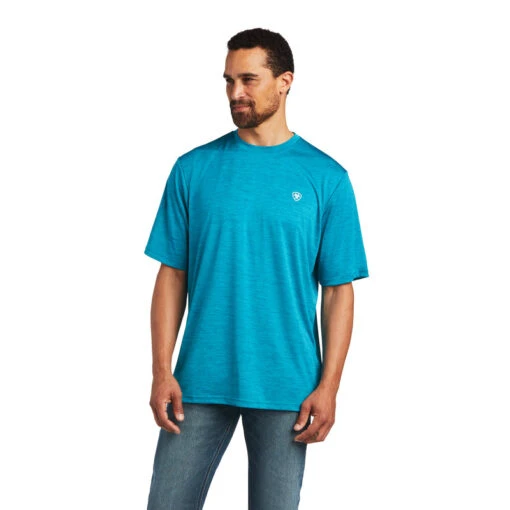 'Ariat' Men's Charger Basic Short Sleeve Tee - Young Turquoise