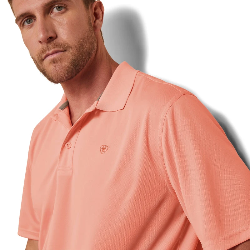 'Ariat' Men's Tek Polo - Peach Echo - Image 2
