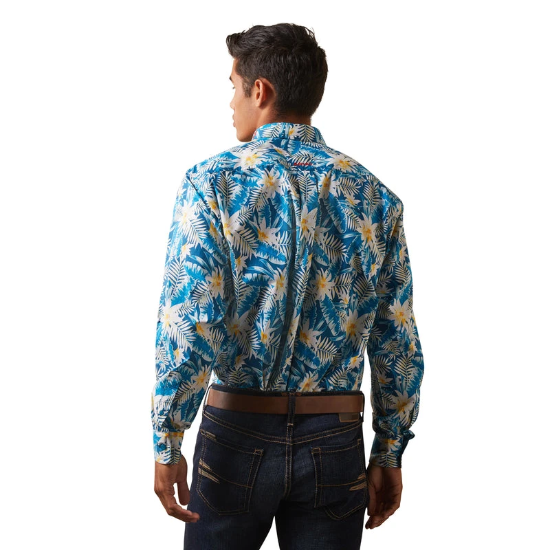 'Ariat' Men's Team Spencer Casual Button Down - Lyons Blue - Image 4