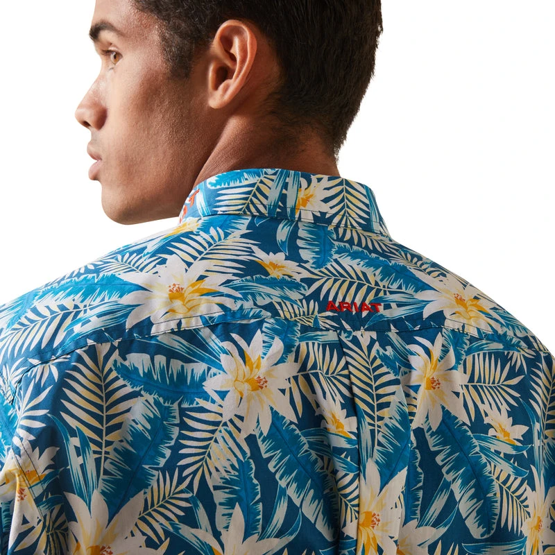 'Ariat' Men's Team Spencer Casual Button Down - Lyons Blue - Image 3