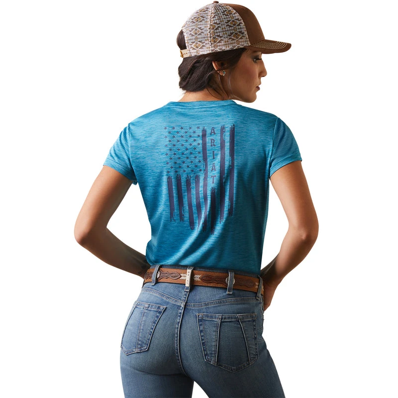 'Ariat' Women's Laguna Patriot Baselayer - Mosaic Blue - Image 3