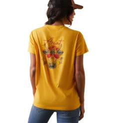 'Ariat' Women's R.E.A.L. Cool Cow Tee - Yolk Yellow