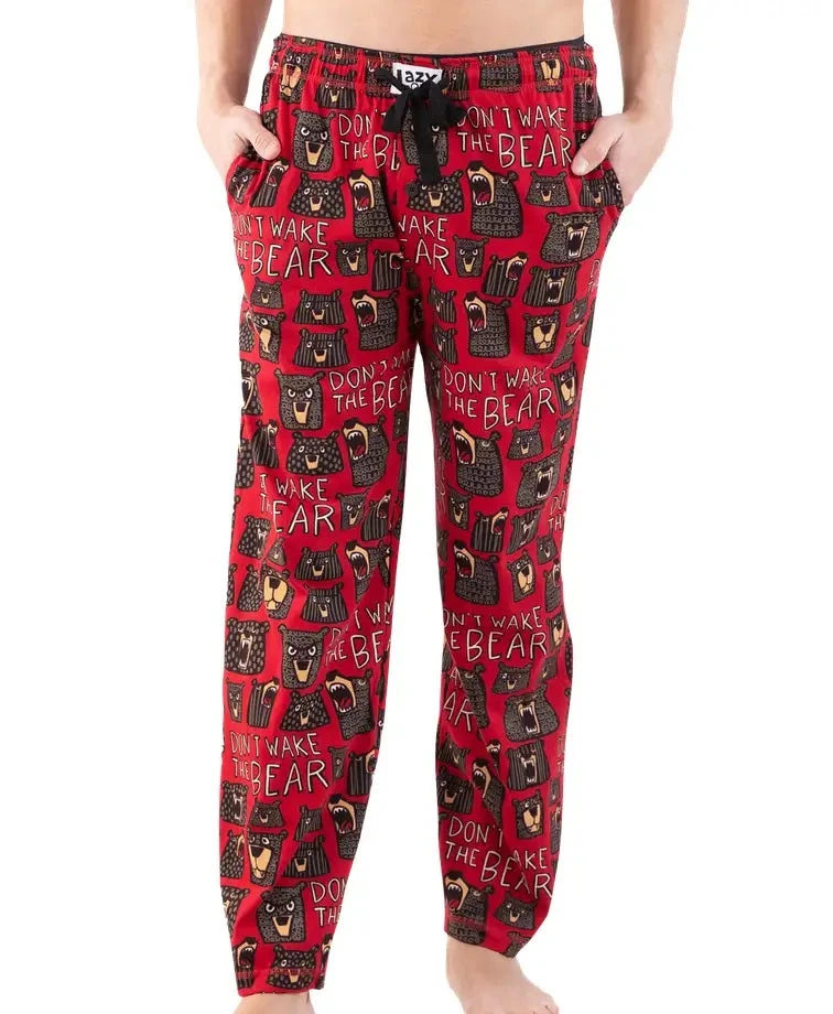 'Lazy One' Men's Don't Wake The Bear PJ Pants - Red - Image 2