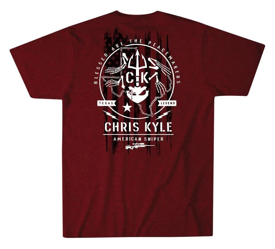 'Howitzer' Men's Chris Kyle Frog Seal Short Sleeve Tee - Red Heather - Image 2