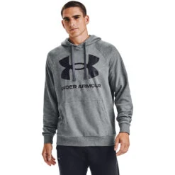 'Under Armour' Men's Rival Fleece Big Logo Hoodie - Pitch Grey