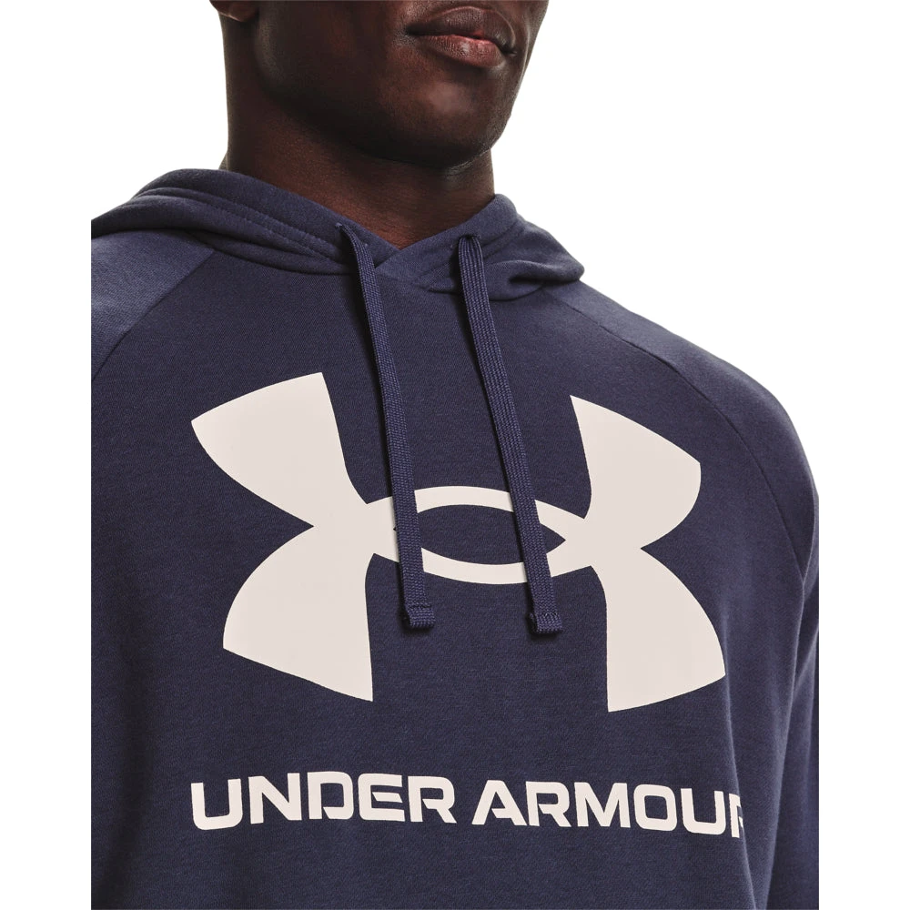 'Under Armour' Men's Rival Fleece Big Logo Hoodie - Tempered Steel / Onyx White - Image 2