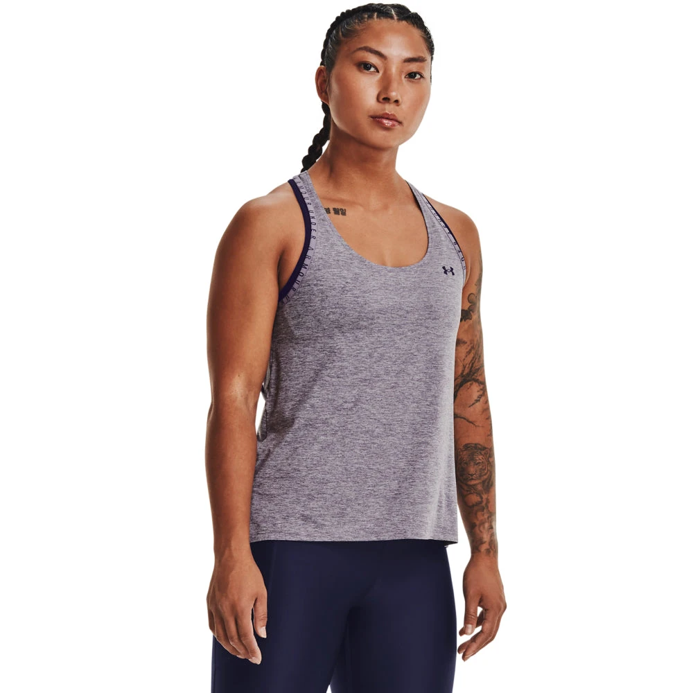 'Under Armour' Women's Knockout Mesh Back Tank - Club Purple - Image 3