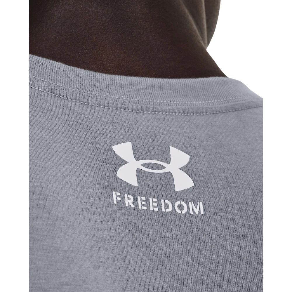 'Under Armour' Men's Freedom Hook T-Shirt - Steel / White - Image 3