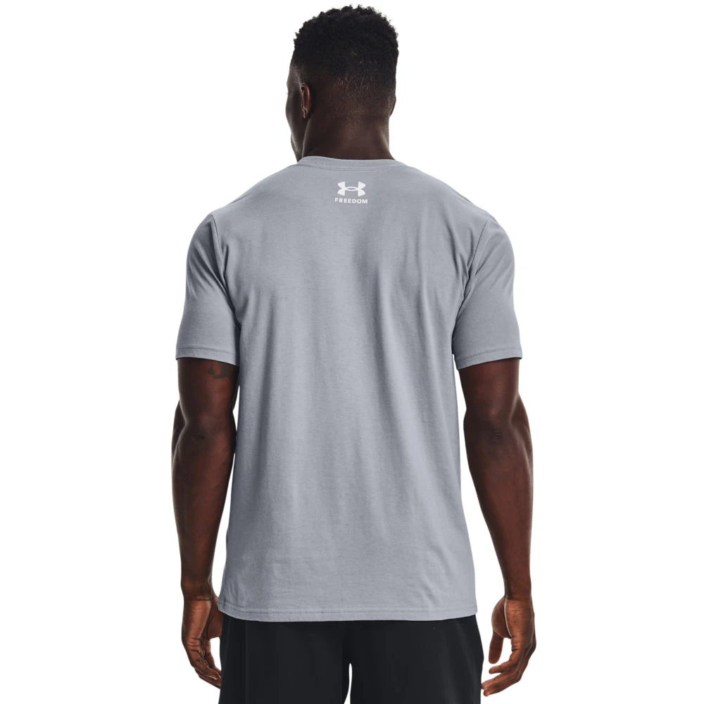 'Under Armour' Men's Freedom Hook T-Shirt - Steel / White - Image 2