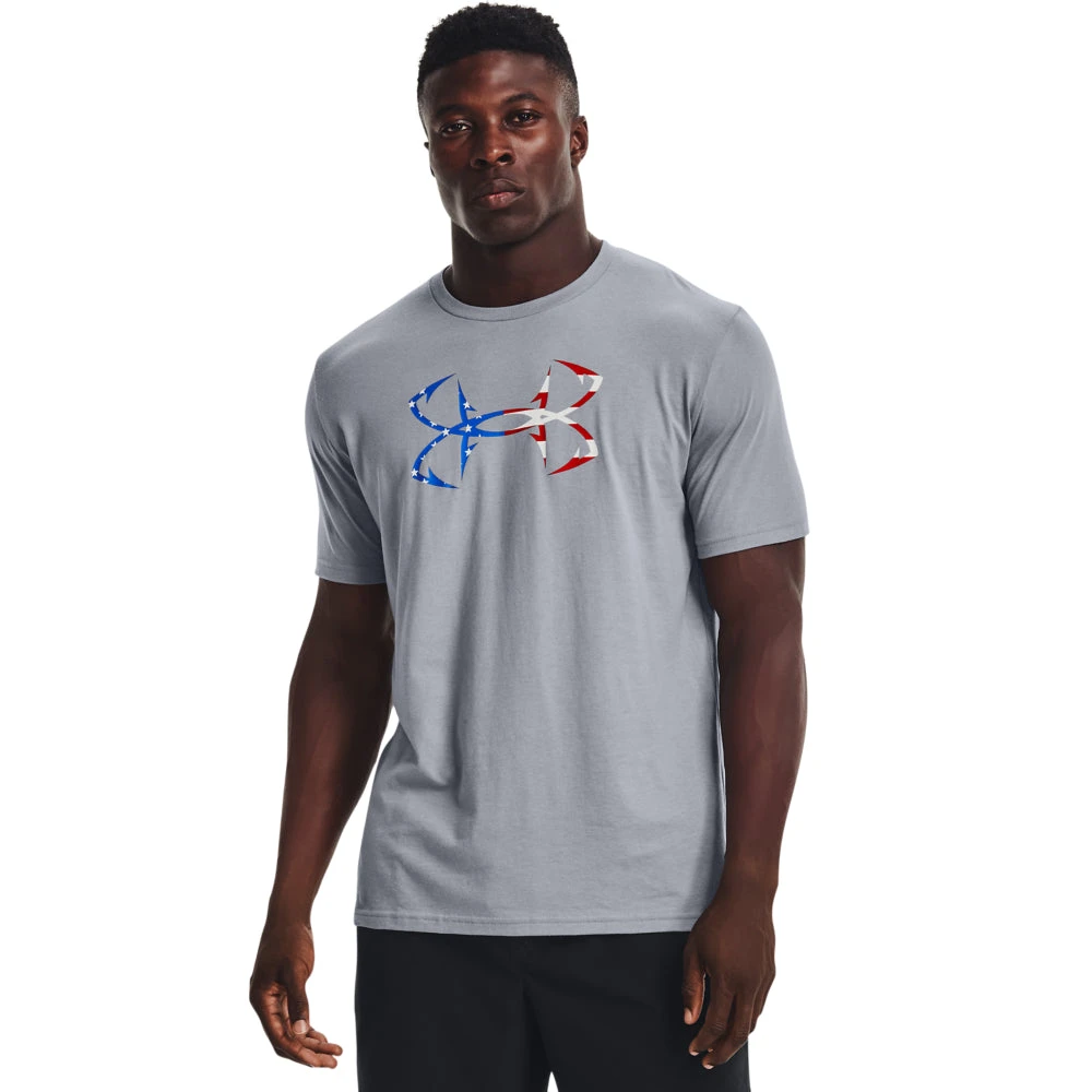 'Under Armour' Men's Freedom Hook T-Shirt - Steel / White