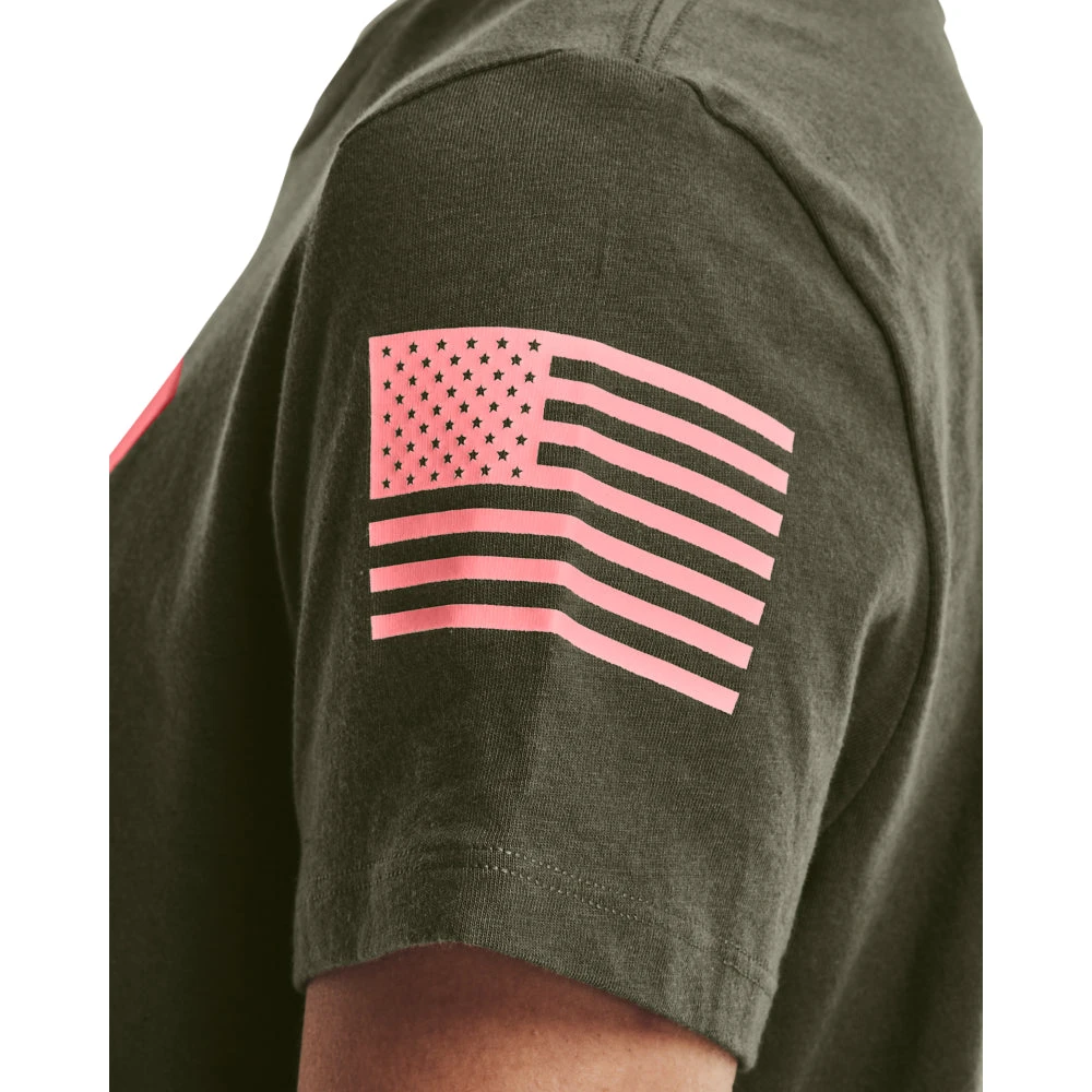 'Under Armour' Women's Freedom Logo T-Shirt - Marine OD Green / Pink Sands - Image 2